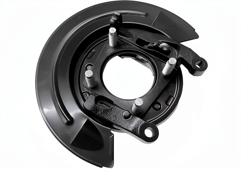 AngyMeck parking brake backing plate installed on a Dodge Ram truck