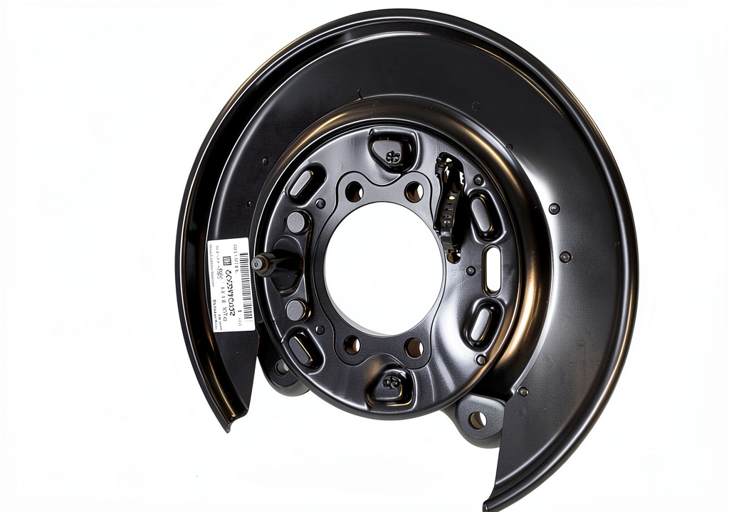 Subaru rear right brake backing plate installed in a 2005 Outback
