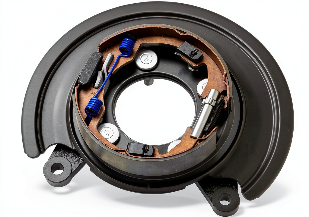Farningone backing plate installed on a Ram truck brake assembly