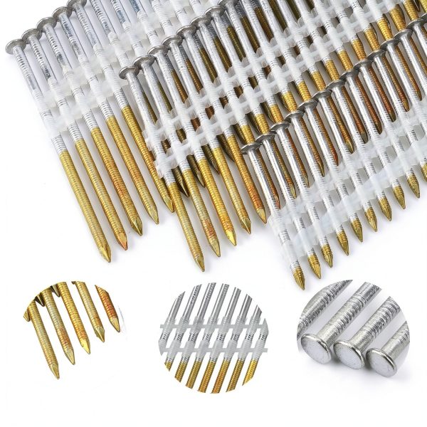 Therwen 800 Count 21° Framing Nails Ring Shank - Galvanized, 4 Sizes-3